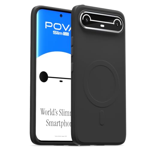 Image of Pikkme Back Cover for Tecno Pova Slim 5G Soft Matte Silicone Mag-Safe Design (Mag-Safe Not Support) Camera Protection | Slim Fit Bumper Cover (Black)