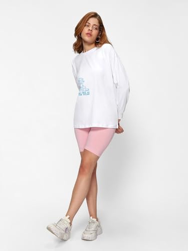 Image of Bewakoof Women's 100% Cotton Graphic Print Oversized Fit Round Neck T-Shirt