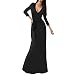 SUNNOW® Womens Sexy Ladies Deep V Neck Party Dress Maxi Long Evening Dress (L, Black1)