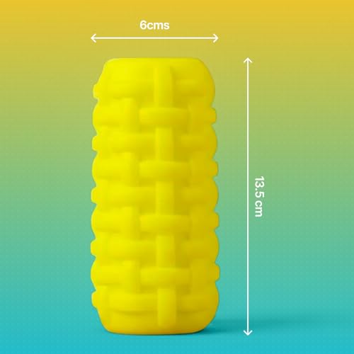 Image of NOOKY Surge 2-in-1 Sleeve Massager & Water Based Natural Lube for Men | Waterproof Stretchable Ribbed Design | Super Soft Silicone | Stress Relief & Relaxation | Yellow Colour