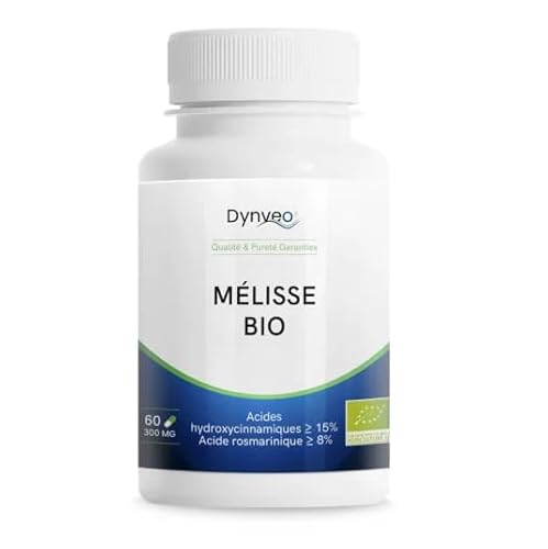 Melissa Bio - Sonno, Stress, Digestione, Umore, Alta concentrazione, Estratto brevettato titolato al 15% acidi idrossicinnamici - 8% rosmarinico - 300 mg - 60 capsule - 1 mese - Dynveo