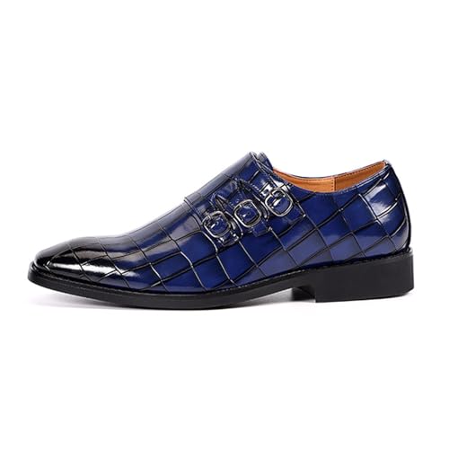 Men's Printed Oxford Dress Shoes,Fashion Metal Buckle Comfortable Pull-on Pointed-Toe Formal Shoes Business Wedding Slip-on Loafers for Men
