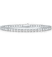 Bracciale Tennis Tennis Donna In Argento Sterling 925 Con Moissanite Da 3 Mm - Catena A Girocollo Con Pietre Preziose Vere, Regalo Di Lusso