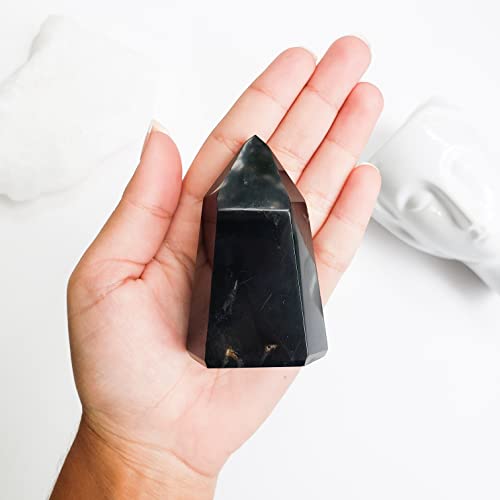 Obelisco Decorativo de Ônix Cristal Lapidado de Alta Qualidade Adorno Força e Poder Pessoal