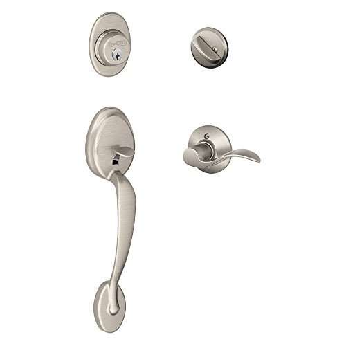 Image of SCHLAGE Front Door Handleset, Left Hand Accent Lever, Satin Nickel