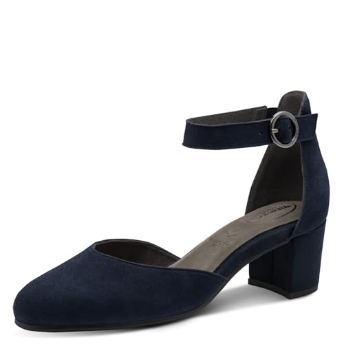 Tamaris Comfort Damen Pumps mit Riemen aus Leder Elegant, Blau...