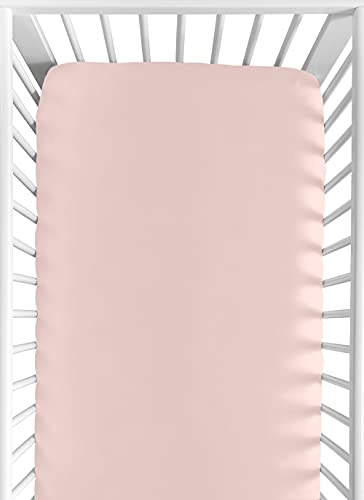 Image of Sweet Jojo Designs Fitted Baby Crib Sheets (Blush Pink) for Girls, Infant Nursery, Toddler Room - Standard Size (Solid Color, for the Elegant, Boho, Farmhouse, Bohemian, Watercolor Floral Collection)