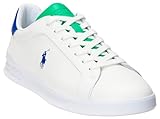 Polo Ralph Lauren Mens Heritage Court Ii Leather Sneaker, White/Green/Royal, 11 US