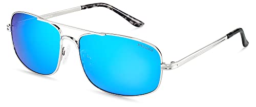 Image of Polarized Brow Bar Aviator Sunglasses for Men Pilot Military Style Metal Frame Driving Shades UV400