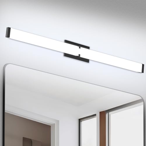 Image of LED Bathroom Vanity Light Cool White 5000K Black Modern Matte Bathroom Lighting Fixtures; 40 Inch IP44 40W Equivalent to Incandescent 350W for Over Mirror Vanity Light - ETL Listed (1 Pack)