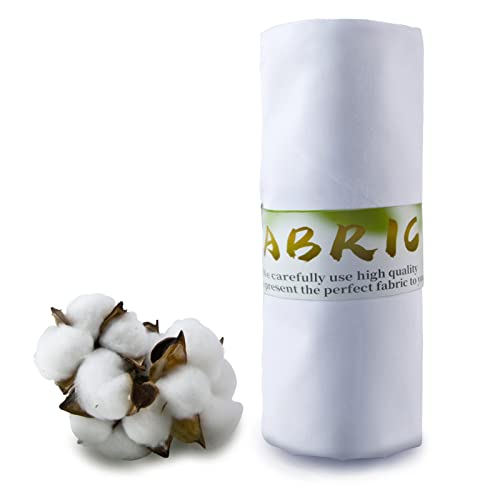 100% White Cotton Fabric for Sewing by 3 Yards, 59”Width Quilting Fabric Medium Weight 5.8 oz, Muslin Fabric by The Yard, Embroidery Cloth