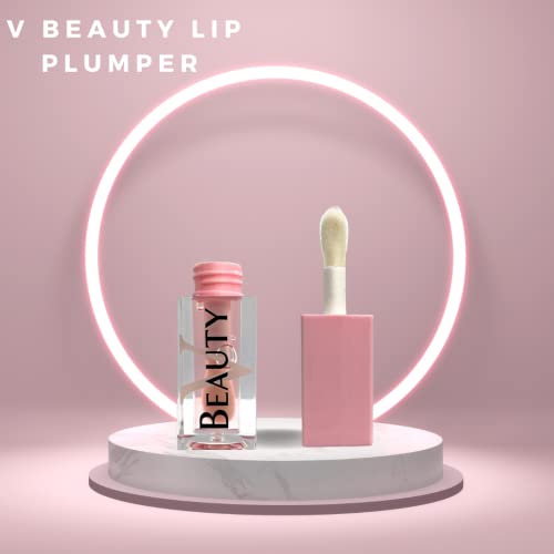 V Beauty Lip Plumper - Intense Lip Plumper Serum, Natural And Vegan Lip Enhancer Serum With Hyaluronic Acid And Coconut Oil For Moisturizing Lips, Long Lasting And Waterproof 5Ml (Pink) #TOP3