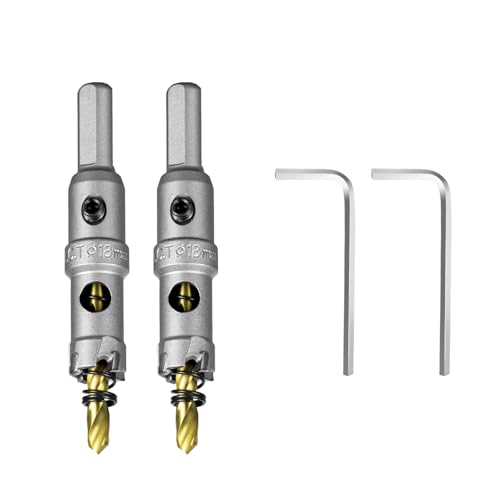 Image of SALI 11 /16 inch (18mm) TCT Hole Saw Kit Tungsten Carbide Tipped Hole Saw Drill Bit with Titanium-Plated Pilot Drill bit for Metal, Stainless Steel, Iron, Wood, Plastic 2pcs
