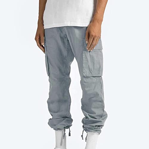 Men Solid Casual Multiple Pockets Outdoor Straight Type Fitness, Cargo Pants Trousers #TOP4