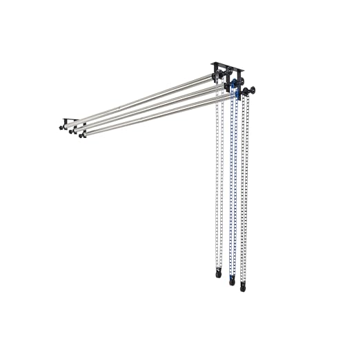 TENBEST Sistema di supporto per sfondo fotografico, 3 rulli con catene, 3 metri in acciaio inox, traverse da parete/celing/luce da parete, supporto per sfondo, supporto per sfondo