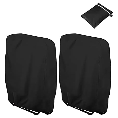 Uranshin Outdoor Furniture Cover Waterproof 2PCS, Zero Gravity Chair Covers, Folding Patio Chair Covers All Weather, Dustproof Anti Gravity Chair Cover with Storage Bag, 28" W x 13" D x 43" H, Black Cover