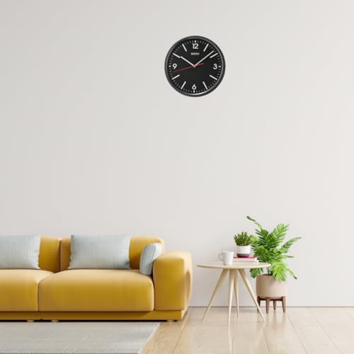 Image of Seiko Classic Round Black Plastic Analog Home Decor English Numbers Wall Clock with Sweep Movement (Size: 30.5 x 4.5 x 30.5 CM | Weight: 670 gram | Color: Black)
