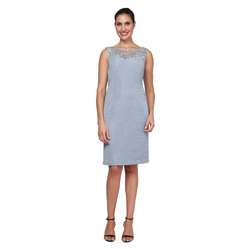 Women's Elegant Knee-Length Sheath Dress with Lace Detail and Matching Jacket2