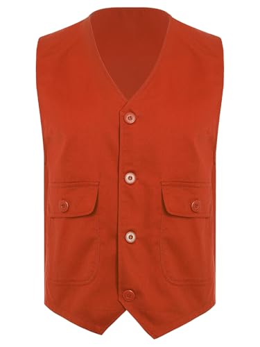 Unisex Boys Girls Irregular Hem Volunteer Vest Button Up Social Activity Waistcoat Waiter Bartender Uniform