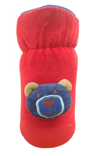 Image of Bottle Covers for Wide Neck /Broad Neck Soft Plush Stretchable Baby Feeding Bottle Cover with Strap for 250, 260, 330 ml Feeders (Multi Colour) Pack of 2 Red-Blue