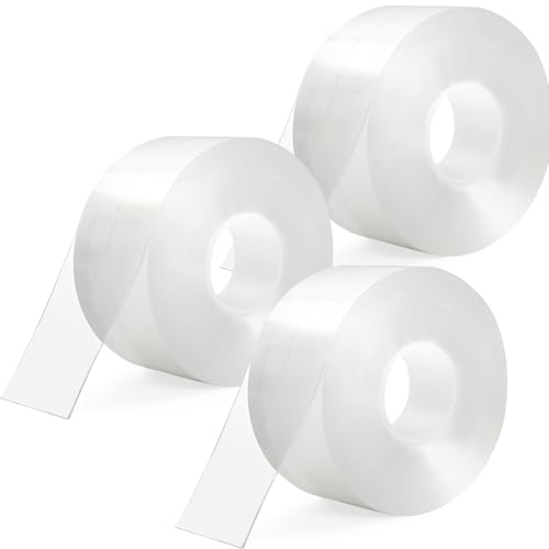Image of 3 Rolls 1.5 Inch Caulk Tape Self Adhesive Toilet Caulking Strip Bathroom Sealing Caulk Strip Peel and Stick Bathtub Caulking Tape, 10.5 Feet Each Roll (Clear)