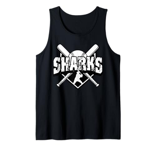 Shark Baseball Back to School Spirit Tank Top