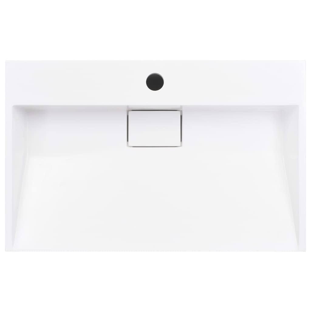 vidaXL Lavabo Resina Mineral/Mármol Baño Servicio Fregadero Pieza Fontanería Bricolaje Instalación Decoración Grifería Sanitario 60x38x11 cm Blanco