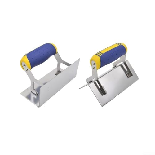 HEBEOT Juego de 2 paletas de esquina interna de pared seca de acero inoxidable para hormigón, llana de enlucido, herramienta manual angulada, bordes de hormigón para enlucido y ladrillos (a)