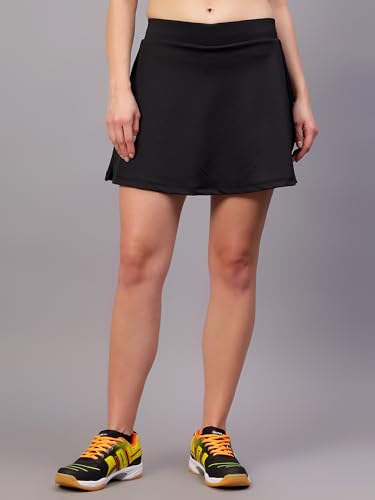 Image of Vector X Women Girl Solid A-line Stretchy High Waist Skirt /Pleated Skirt /Tennis Racket Skirt /Mini Flared Skater Skirt for Effortless Athletic Style (Black)