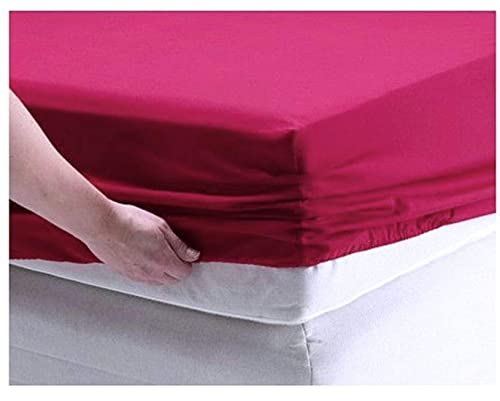 Image of Waterproof Mattress Protector Single Size 78x42 - Waterproof Terry Cotton Mattress Protector /Bed Cover Single Size Bed - Maroon Color - Water Proof Mattress Protector for Kids Urine