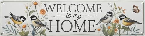 Horienteeon Welcome To My Home Metal Sign 10x40cm Aluminium Front Door Plaque for Entryway Wall Decor Host Gift — image 1