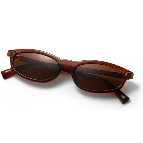 Image of Freckles Mark Polarized 90s Thin Narrow Sunglasses for Women Men Small Sun Glasses Plastic Frame
