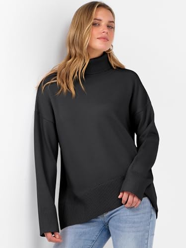 ANRABESS Womens Turtleneck Sweaters Long Sleeve Oversized Chunky Knit High Low Hem Pullover Sweater Top 2025 Fall Outfits4