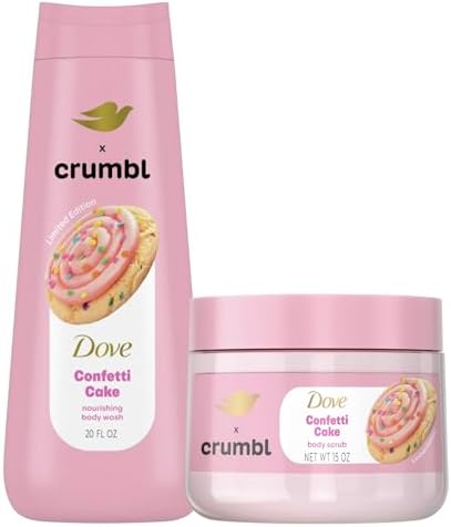 Dove Moisturizing Confetti Cake Body Wash & Scrub Combo, 20oz Wash + 15oz Scrub, Limited Edition, Paraben & Sulfate Free, For Body, Improves Skin Texture, Moisturizes