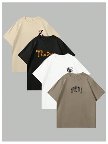 Men's 4 Piece Y2K Graphic Tees Short Sleeve Crew Neck Summer T-Shirts Top2