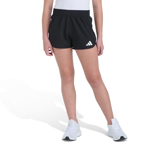 adidas Girls Elastic Waistband Woven Pacer Short with Binding Black XL(16)