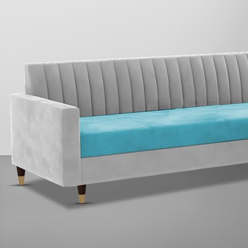 Image of Casaliving Garcia 3 Seater Sofa Set for Living Room (Turquise Grey Colour) Premium Fabric Sofa