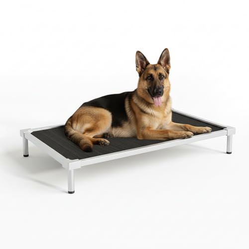 Pronest Elevated Dog Beds Large Sized Dog, Chew Proof Aluminum Alloy Heavy Duty Dogs Supplies Cooling Raised Pet Cot Indestructible with Anti-Rust Washable Assembly for Crate Outdoor-48.4"x 32.7&...