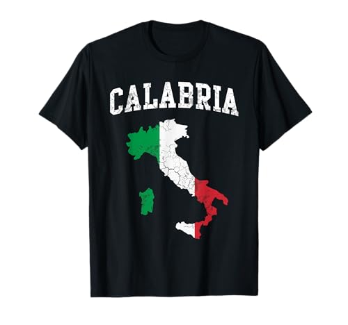 Drapeau de l'Italie de la Calabre, carte italienne vintage vieilli T-Shirt