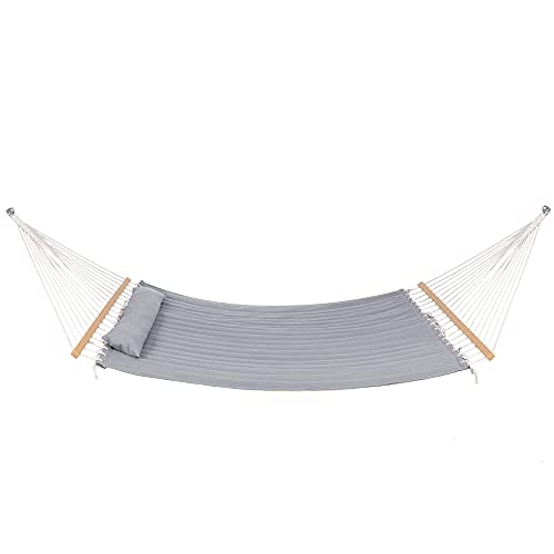 ✅ Grande e stabile: con una larghezza di 140 cm, l'amaca SPRINGOS è perfetta per un riposante riposo pranzo o come letto extra per gli ospiti. L'amaca con un piccolo cuscino garantisce un piacevole relax, un picnic pomeridiano o una pausa in ufficio (con l'accordo del Bosses!). Con temperature più fredde si può anche dormire orizzontalmente sull'amaca su una coperta