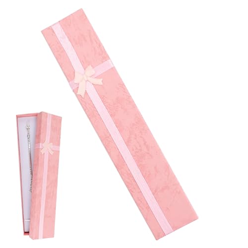 FEXPDL Rectangle Jewellery Gift Boxes Small Bracelet Gift Box Women Necklace Case Chain Long Gift Box for Wedding Birthday Valentines Day Christmas (Pink)