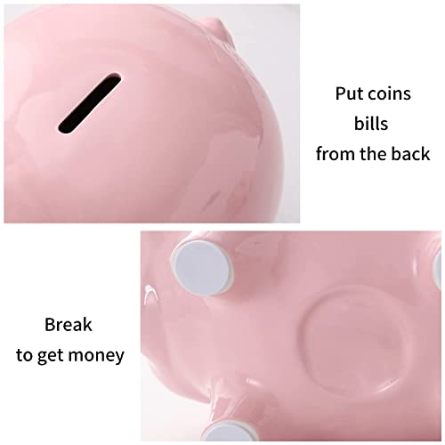 Pig World 11''Large Pink Piggy Bank For Adults Must Break To Open,Piggy Bank For Boys,Ceramic Coin Bank,Girls Money Box Jar,Safe For Kids,Savings,Alcancias De Dinero Para Adultos Niños,Money Saver #TOP7