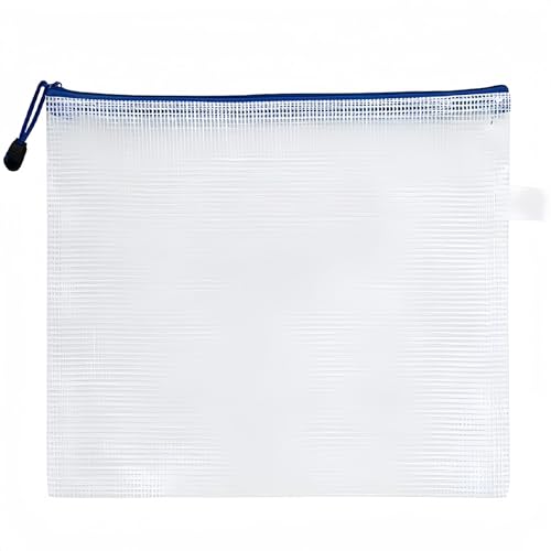 Boxonly B4 Plastic Wallets Zip Lock Bags Mesh Document Wallet Document Folders Plastic Pockets Zipper File Wallet for School Office Homework Travel Storage Bags White