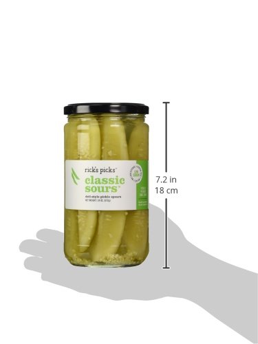 Rick's Picks Classic Sours, Deli Style Pickle Spears (24 oz Jar) Low Sodium Snack, Gluten Free, Low Carb, Low Sugar, Fat Free, Cholesterol Free