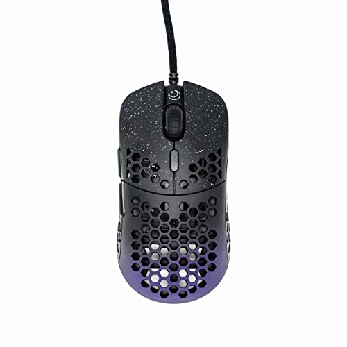 GWolves Hati HTM Ultra Lightweight Honeycomb Design Wired Gaming Mouse 3360 Sensor - PTFE Skates - 6 Buttons - Only 57G (Stardust-Purple)