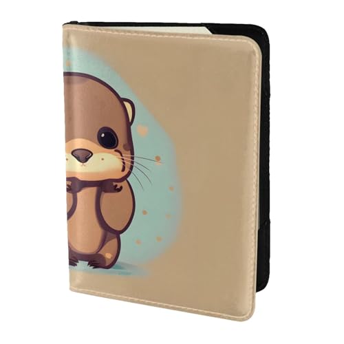 Bonita funda para pasaporte con estampado de nutria, cartera de viaje delgada y ligera, accesorio de moda universal para adultos