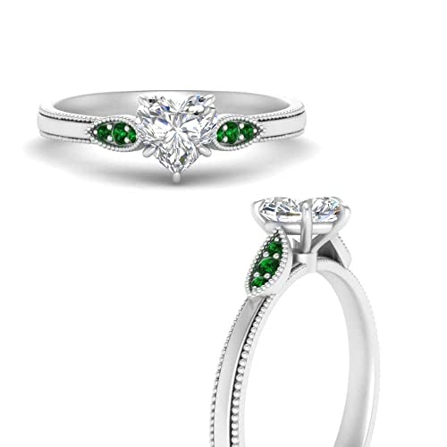 Image of Choose Your Gemstone Milgrain Simple Diamond CZ Ring Sterling Silver Heart Shape Milgrain Engagement Rings Everyday Jewelry Wedding Jewelry Handmade Gifts for Wife US Size 4 to 12