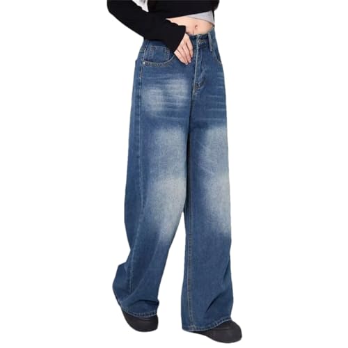 Men Daily Jeans Vintage Denim Pants Baggy Straight Wide Leg Denim Trousers