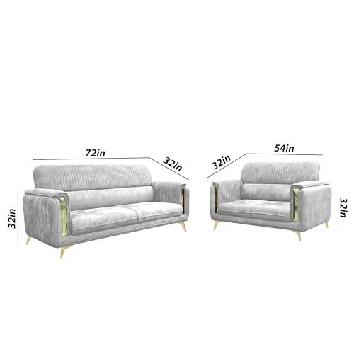 Image of Casaliving Gelio 3+2 Seater Sofa Set for Living Room (Grey Colour) Premium Fabric Sofa