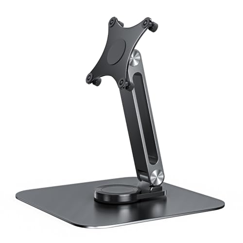 Image of 13-17.3 inch Monitor Stand with 360 Swivel Base, 75mm VESA Single-Arm Mount w / M4 Screws for Portable Monitor, Adjustable Angle & Tilt & Rotation - Touchscreen Desktop Display Stand (Black)